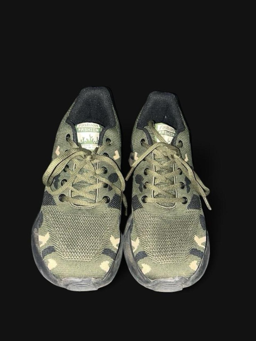 Camo Knit Athletic Sneakers - Olive Green